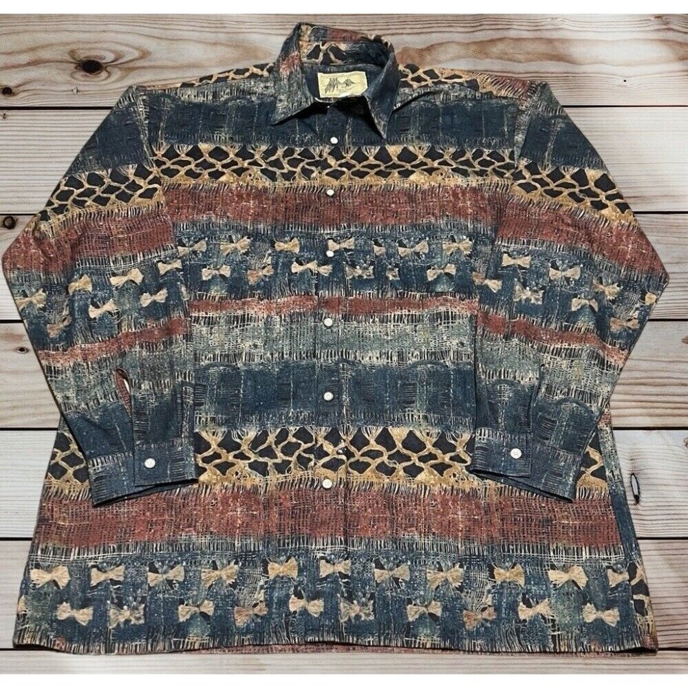Fulton Street Shirt‎ Works Size XLT Animal Print Cabincore Rustic Classic VTG